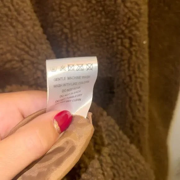 Eilly Bazar Double Button Teddy Midi Coat-Brown-Medium - Picture 8 of 9